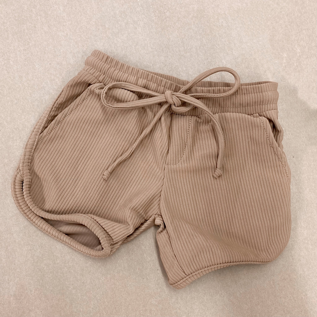 Swim Shorts ~ Toffee (Ribbed) - Little Gumnut Co.
