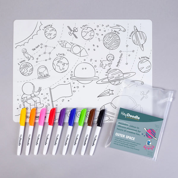 Silicone Colouring Mat ~ Outer Space - Little Gumnut Co.