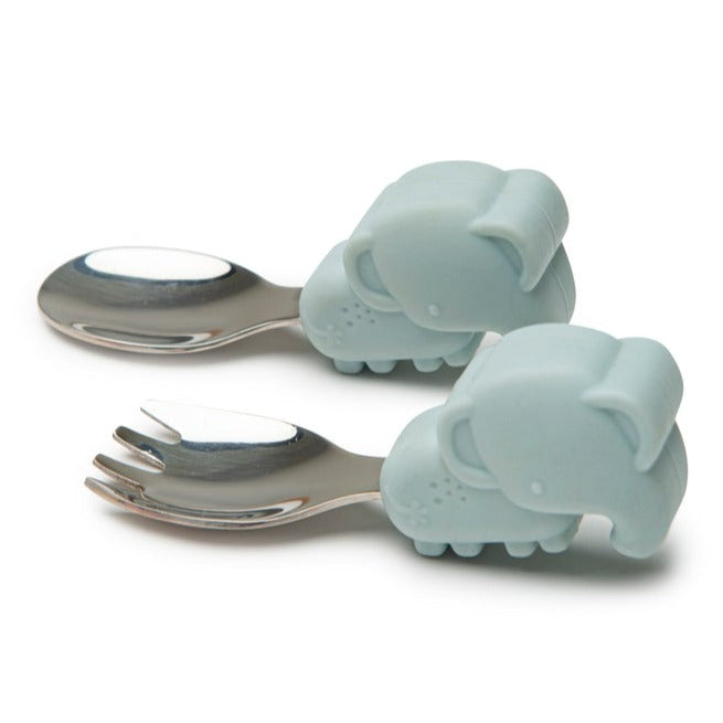 Learning Spoon and Fork Set ~ Elephant - Little Gumnut Co.
