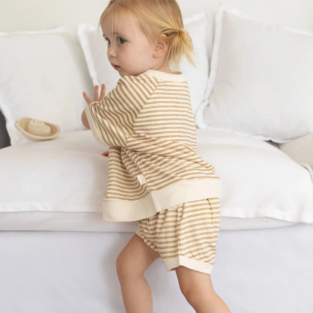 Essential Stripe Fleece Shorties - Little Gumnut Co.